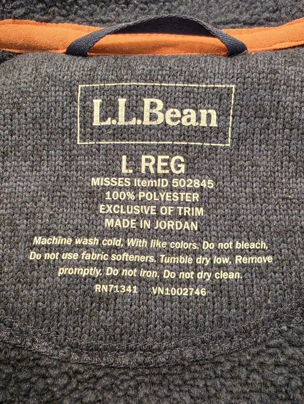 L.L.Bean Women’s Large Hooded Fleece Pullover Navy Coral Hiking Gorpcore - Picture 6 of 10